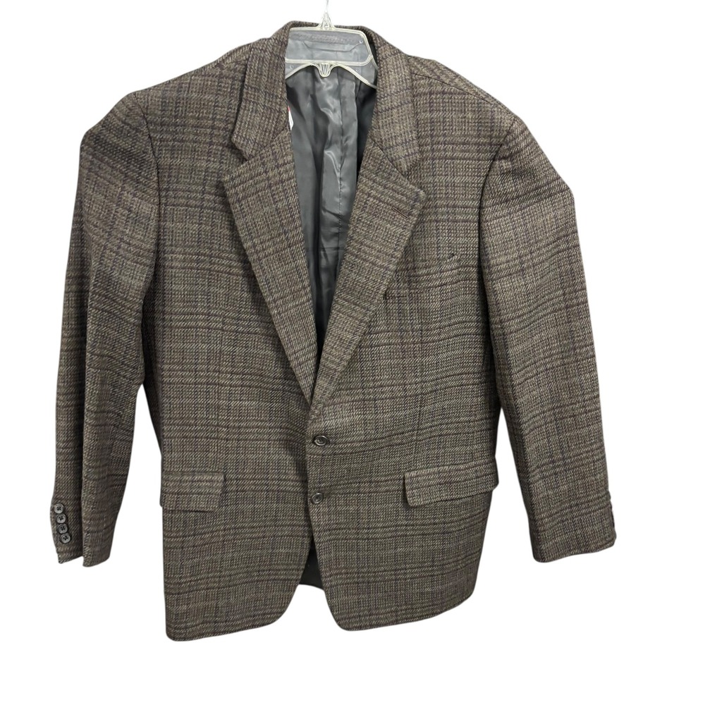 Hickey Freeman Nordstrom Men's Brown Plaid Wool Sport Coat‎ Blazer 44 R VTG